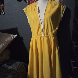 1950s style swing dress Yellow Midi Dress